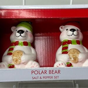 Polar Bear Salt And Pepper Shakers Ceramic Christmas New